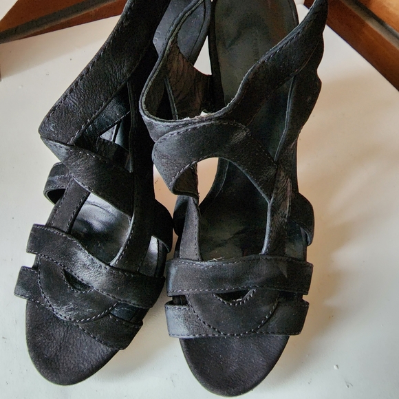 COUNTRY ROAD shoes suede Black strappy heels size 7 - Picture 5 of 10